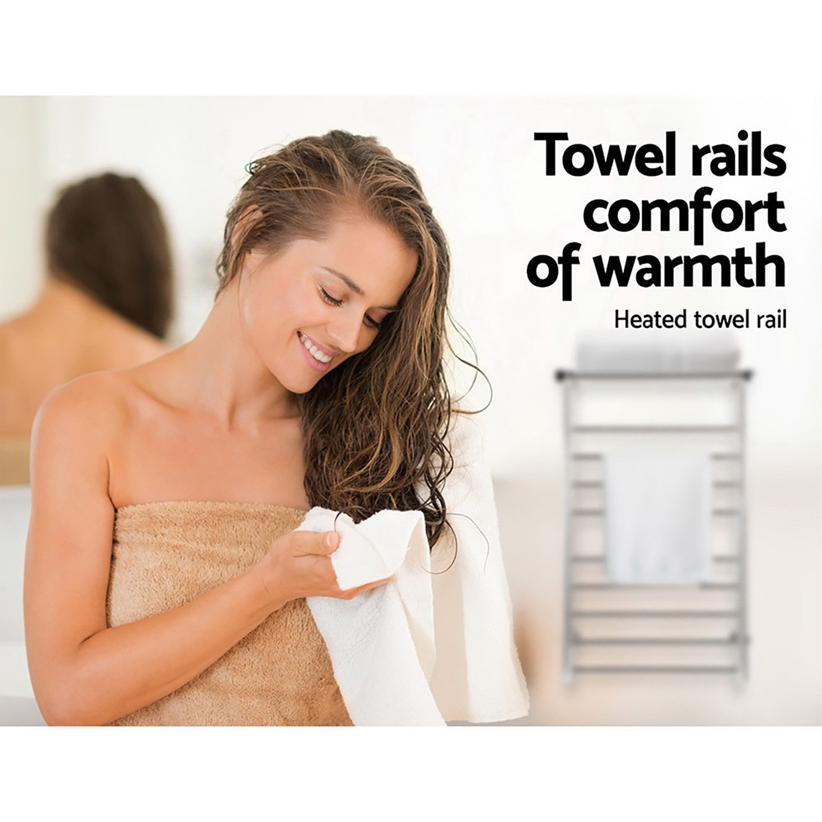 Devanti Electric Heated Towel Rail Rack 14 Bars Wall Mounted Clothes Dry Warmer - Image 6