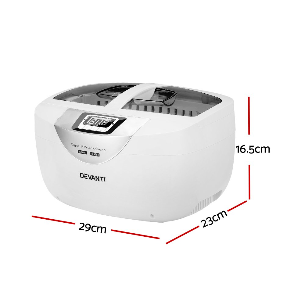 Devanti 2500ml Ultrasonic Cleaner Heater Jewellery Glasses Cleaning Machine 70W - Image 2