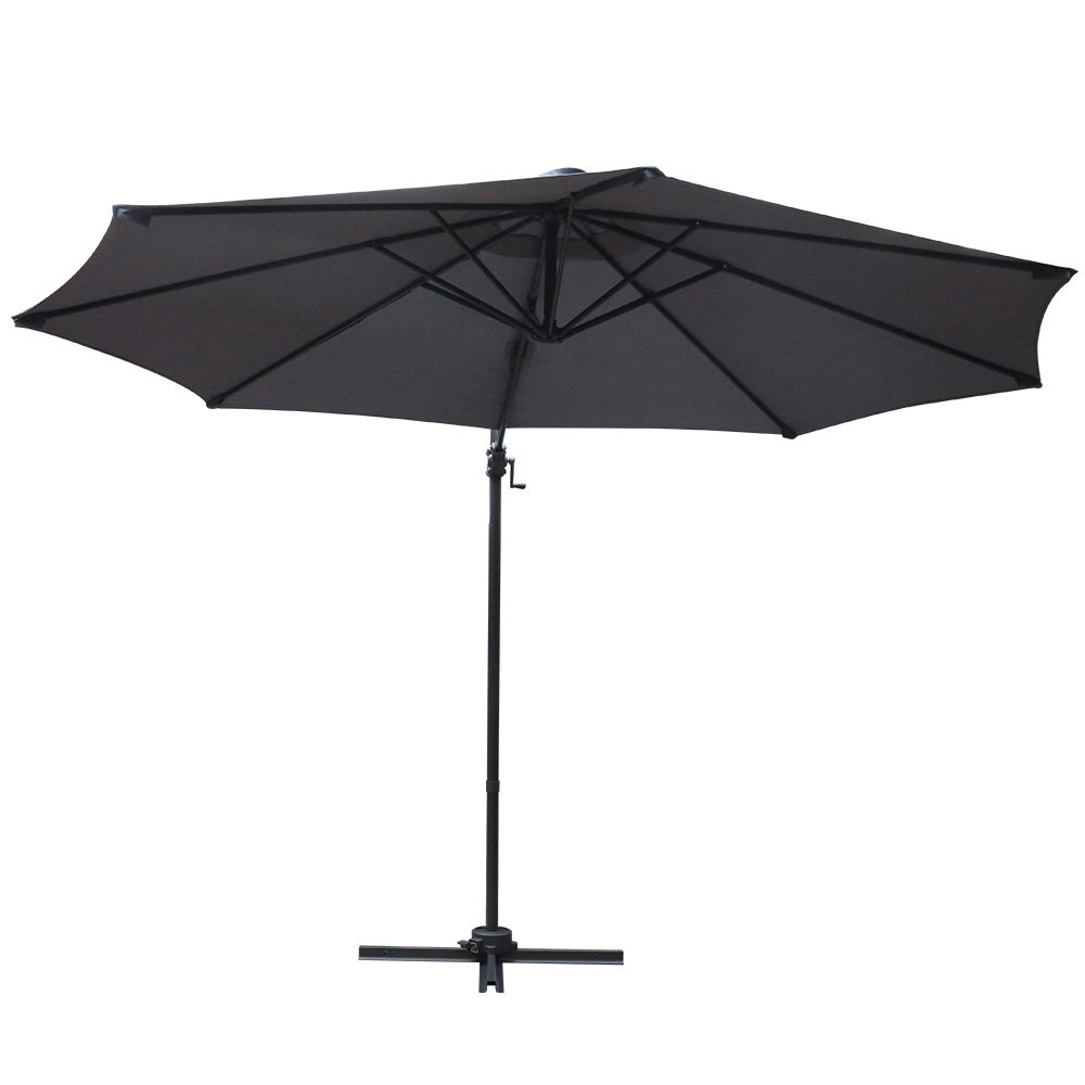 Instahut 3m Outdoor Umbrella Cantilever 360 Degree Tilt Beach Roma Charcoal - Image 3