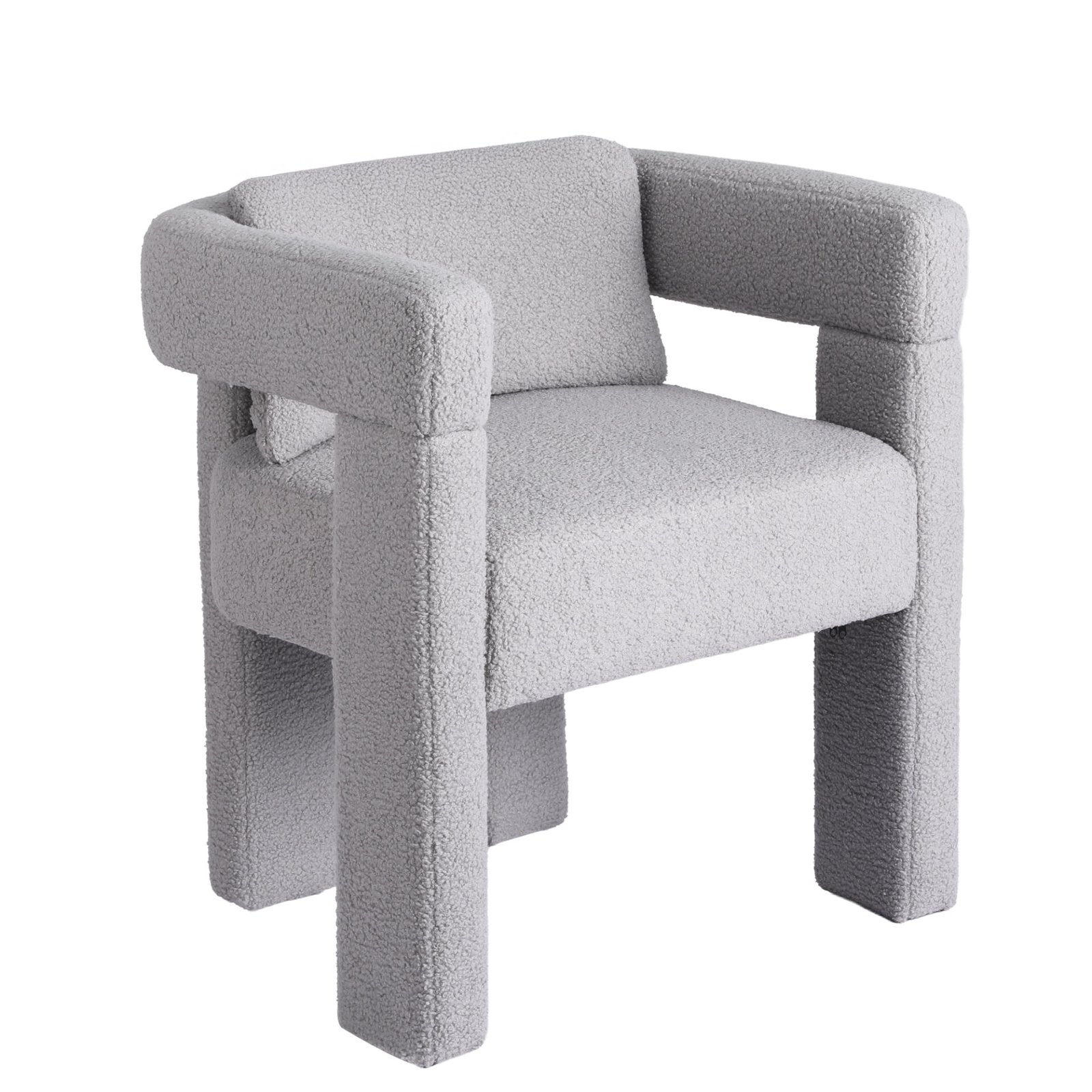Artiss Armchair Accent Chair Lounge Sofa Couch Boucle Fabric Grey - Image 3