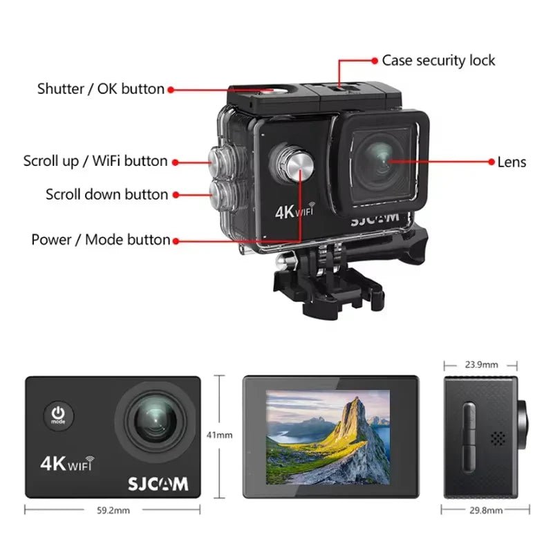 4K Action Camera 30M Waterproof Sports Cam Balck - Image 2