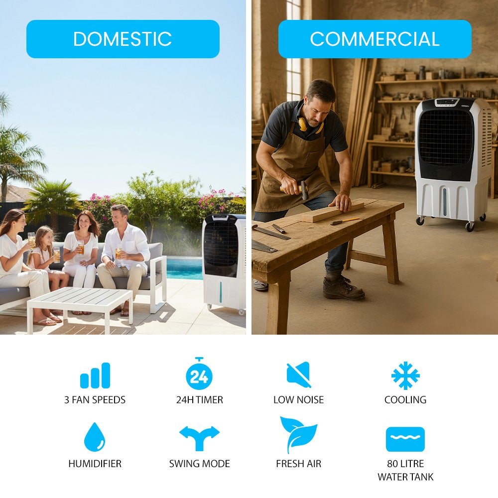 POLYCOOL 450W 80L Evaporative Air Cooler, Commercial Grade, Remote Control, Fan - Image 3