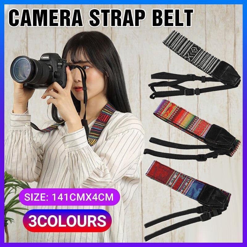 Camera Strap Compatible With Sony Nikon Olympus Dslr Canon Vintage Shoulder Neck - Black