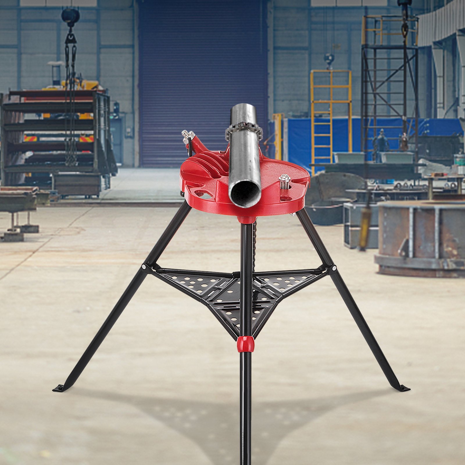 Tripod Pipe Chain Vice Stand 1/8" to 6" w/ Steel Legs & Rubber Mounts Bib - Image 8