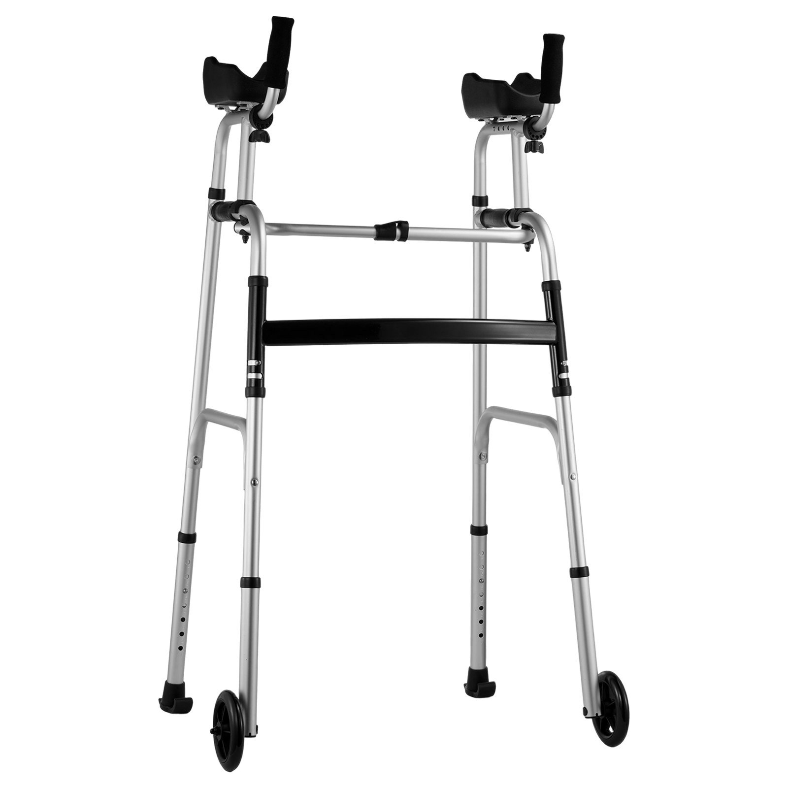 2 in 1 Folding Walker & Removable Armrests, Height Adjustable Foldable Walker with 5" Solid Wheels, Lightweight Aluminum | Front Wheeled Mobility Aid for Elderly Handicapped Disabled, 450 Pounds - Image 10