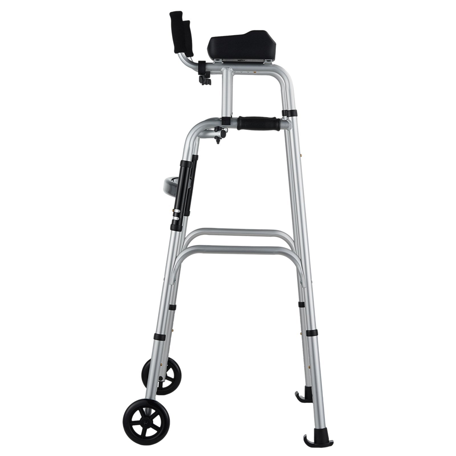 2 in 1 Folding Walker & Removable Armrests, Height Adjustable Foldable Walker with 5" Solid Wheels, Lightweight Aluminum | Front Wheeled Mobility Aid for Elderly Handicapped Disabled, 450 Pounds - Image 11