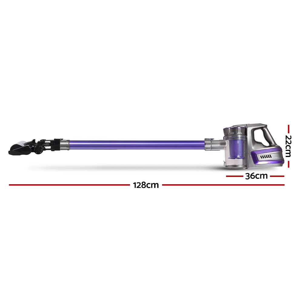 Devanti Stick Vacuum Cleaner Cordless Roller Brush 150W Purple - Image 2