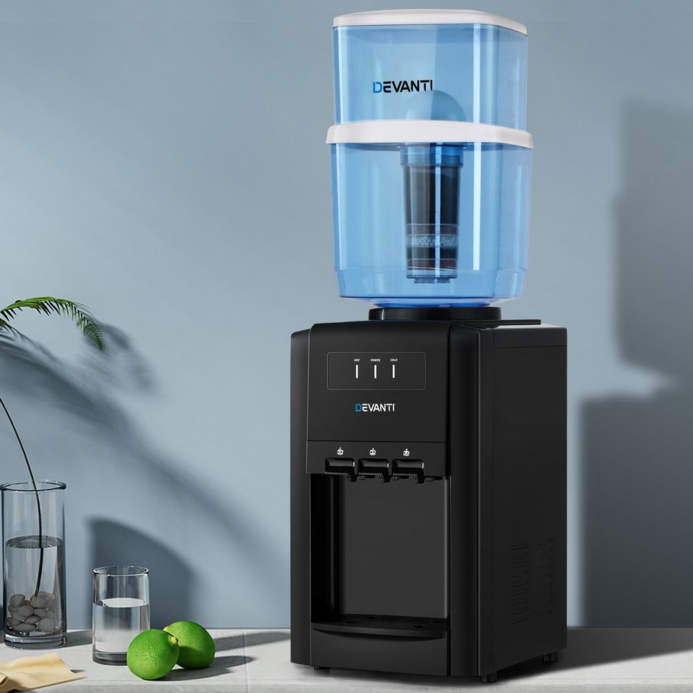 22L Devanti Water Cooler Dispenser Bench Top 3 Taps Chiller Filter Purifier Three Taps Balck - Image 7