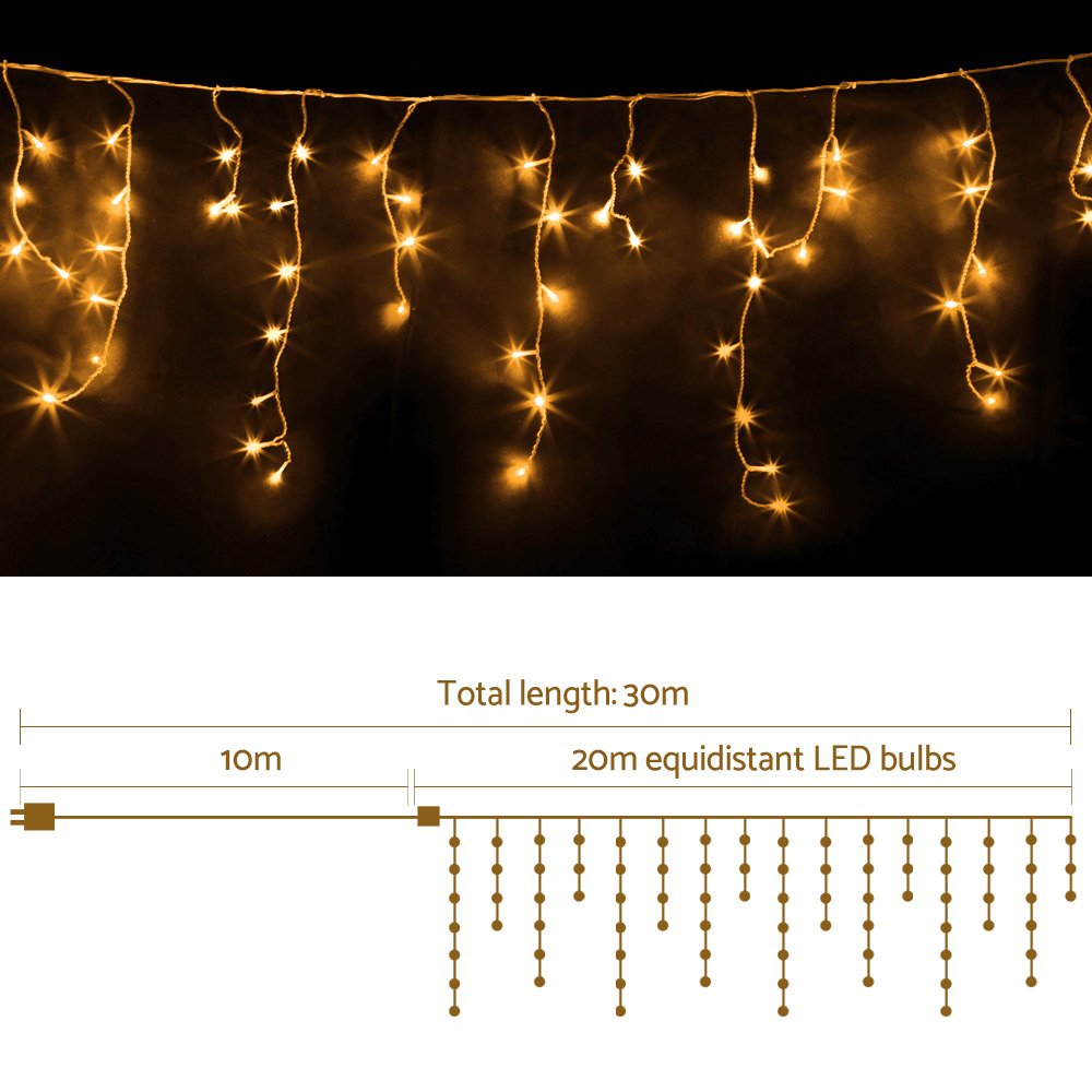 20M Christmas Lights Icicle Light 800 LED Warm White Decor Jingle Jollys - Image 2